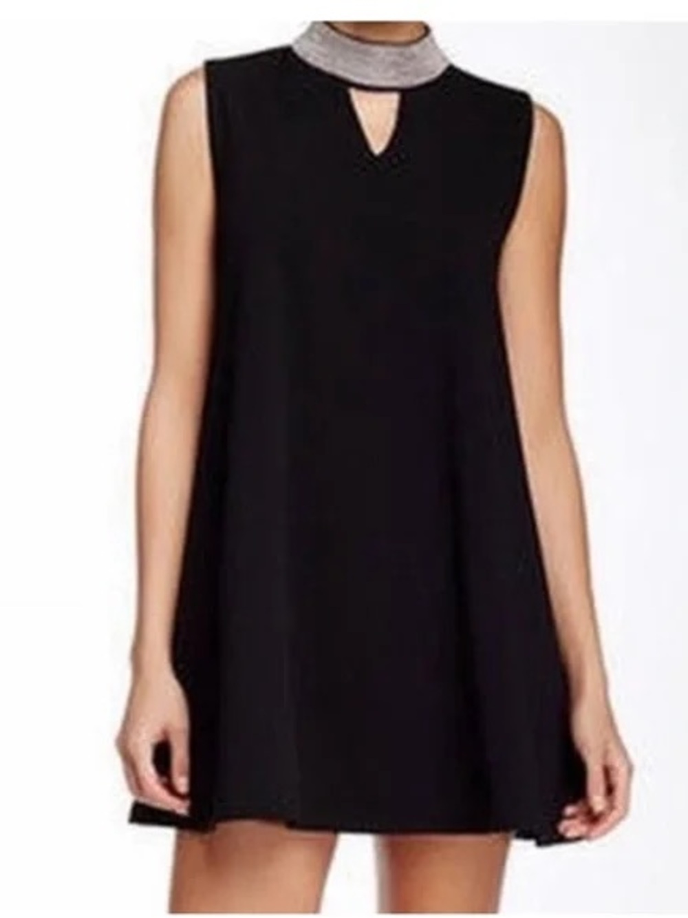 Gracia Black Dress with Silver Embellished Mock Neck